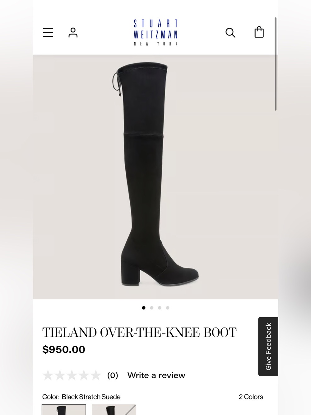 New without Tag - Stuart Weitzman Black Over-the-Knee Suede Boots
